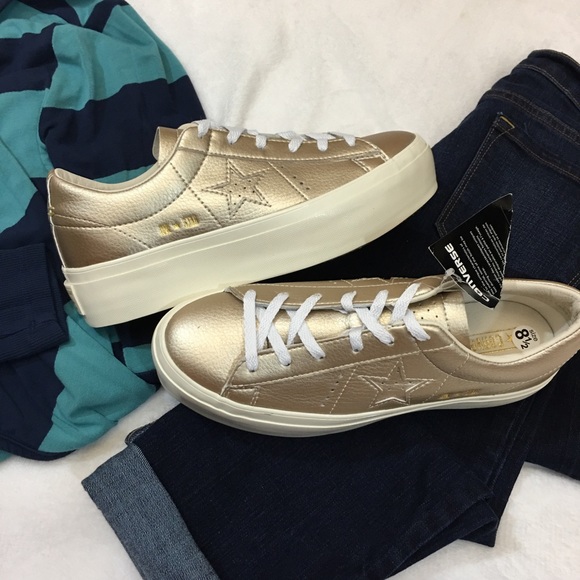 Converse Shoes - NEW Converse gold metallic platform sneakers